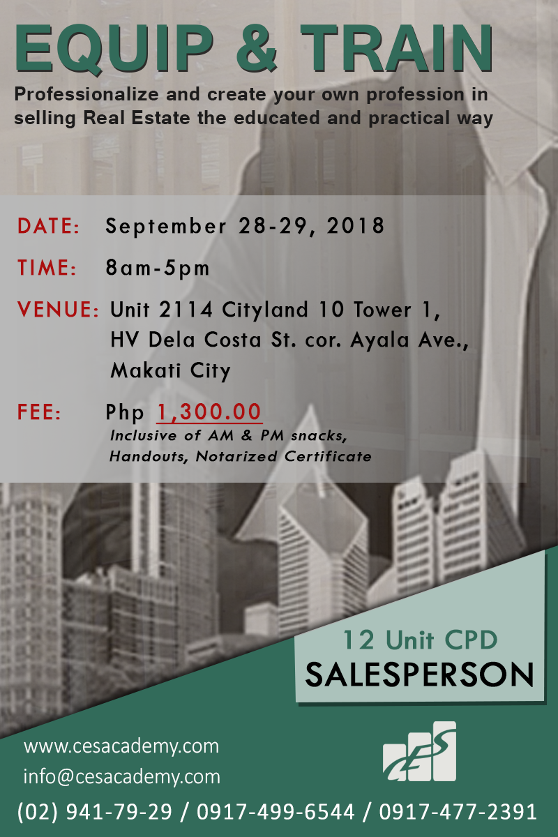 CPD Seminar for Real Estate Salesperson’s PRC Accreditation